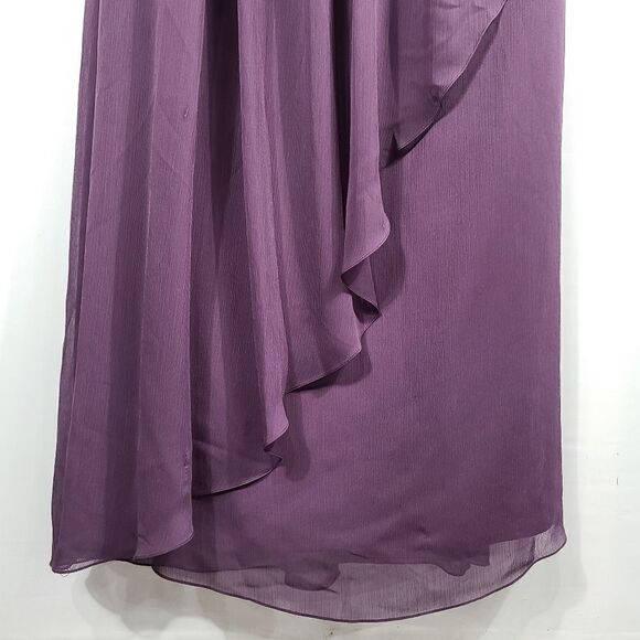 David's Bridal Purple Long Ruffle Strapless Dress - Picture 8 of 10
